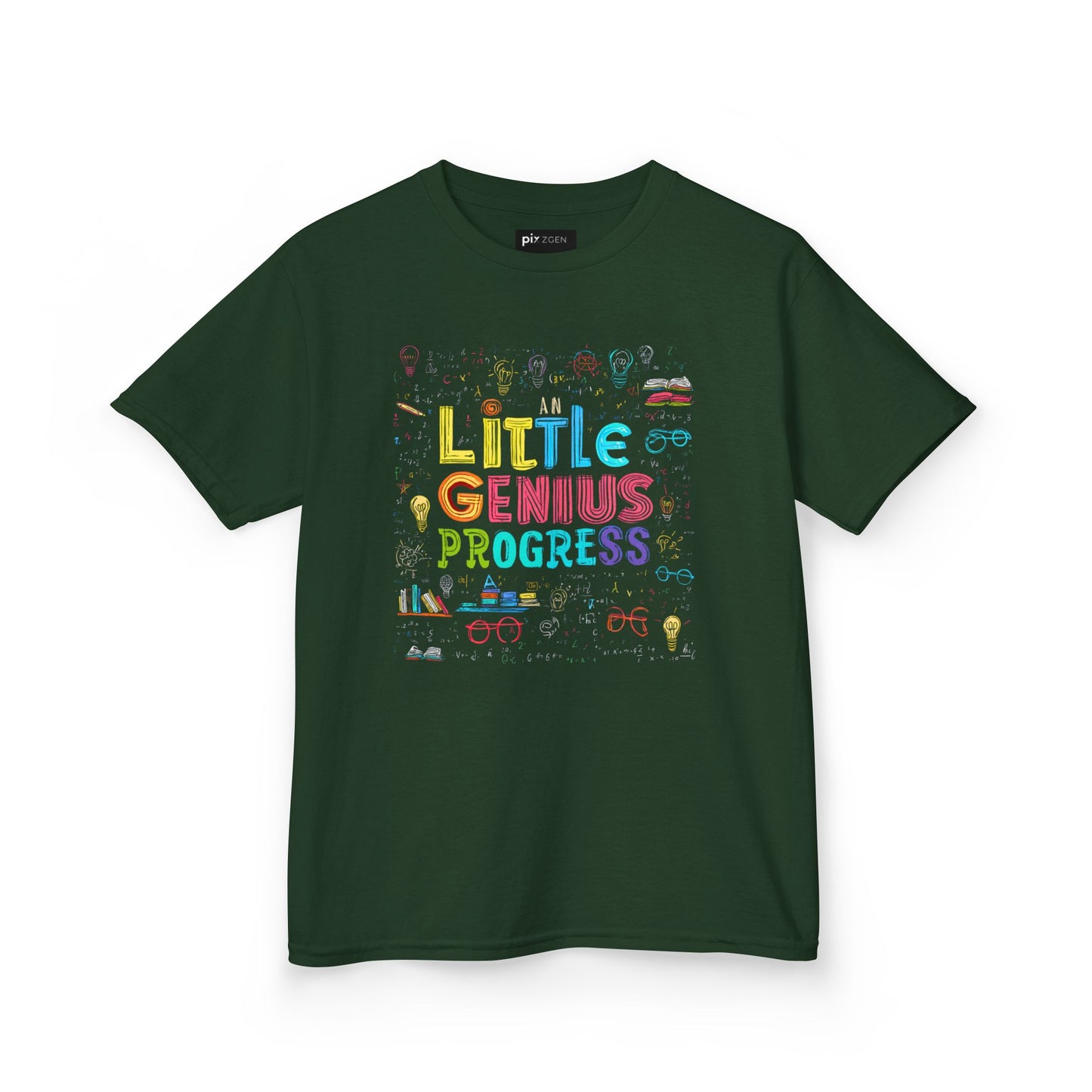 Kids Heavy Cotton Tee - "Little Genius Progress" - Fun & Educational Shirt for Young Learners
