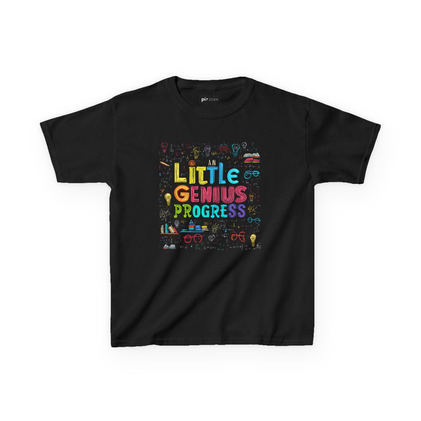 Kids Heavy Cotton Tee - "Little Genius Progress" - Fun & Educational Shirt for Young Learners