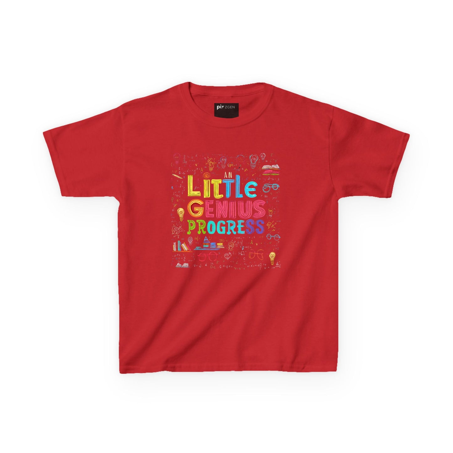 Kids Heavy Cotton Tee - "Little Genius Progress" - Fun & Educational Shirt for Young Learners