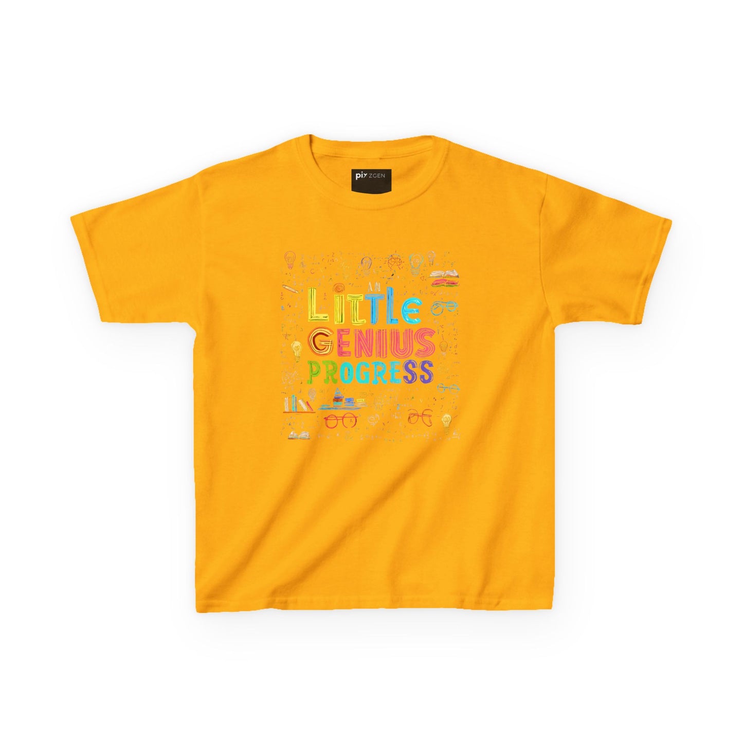 Kids Heavy Cotton Tee - "Little Genius Progress" - Fun & Educational Shirt for Young Learners