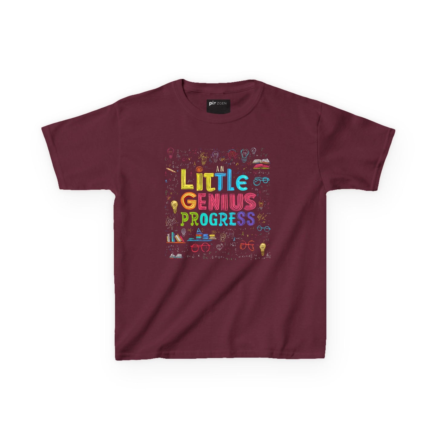 Kids Heavy Cotton Tee - "Little Genius Progress" - Fun & Educational Shirt for Young Learners