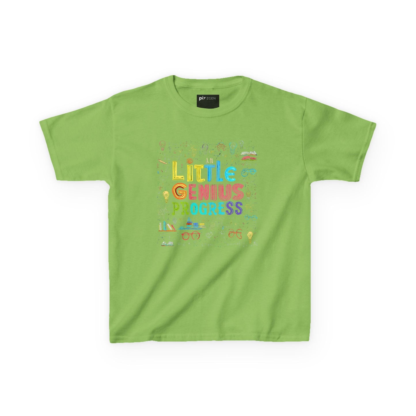 Kids Heavy Cotton Tee - "Little Genius Progress" - Fun & Educational Shirt for Young Learners