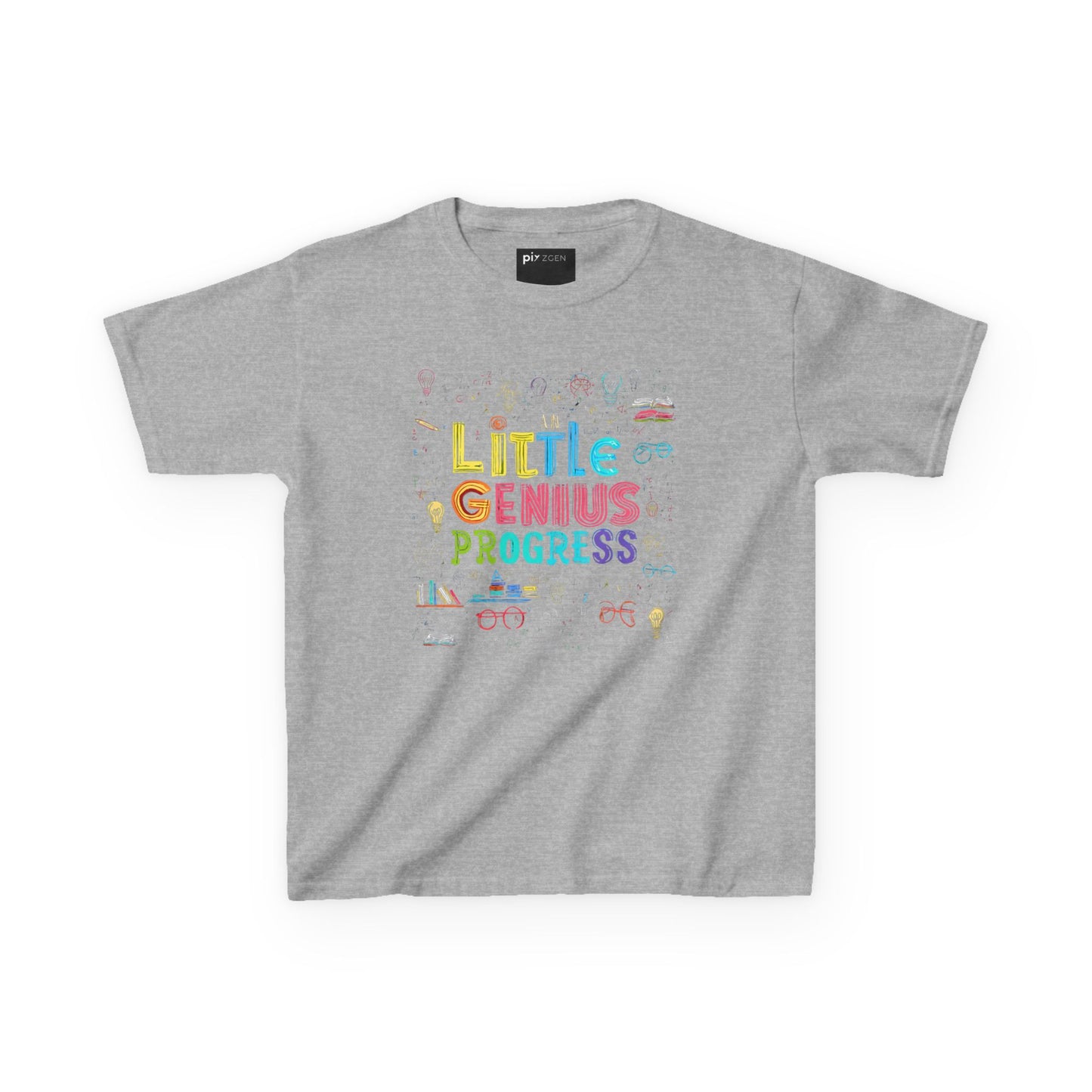 Kids Heavy Cotton Tee - "Little Genius Progress" - Fun & Educational Shirt for Young Learners
