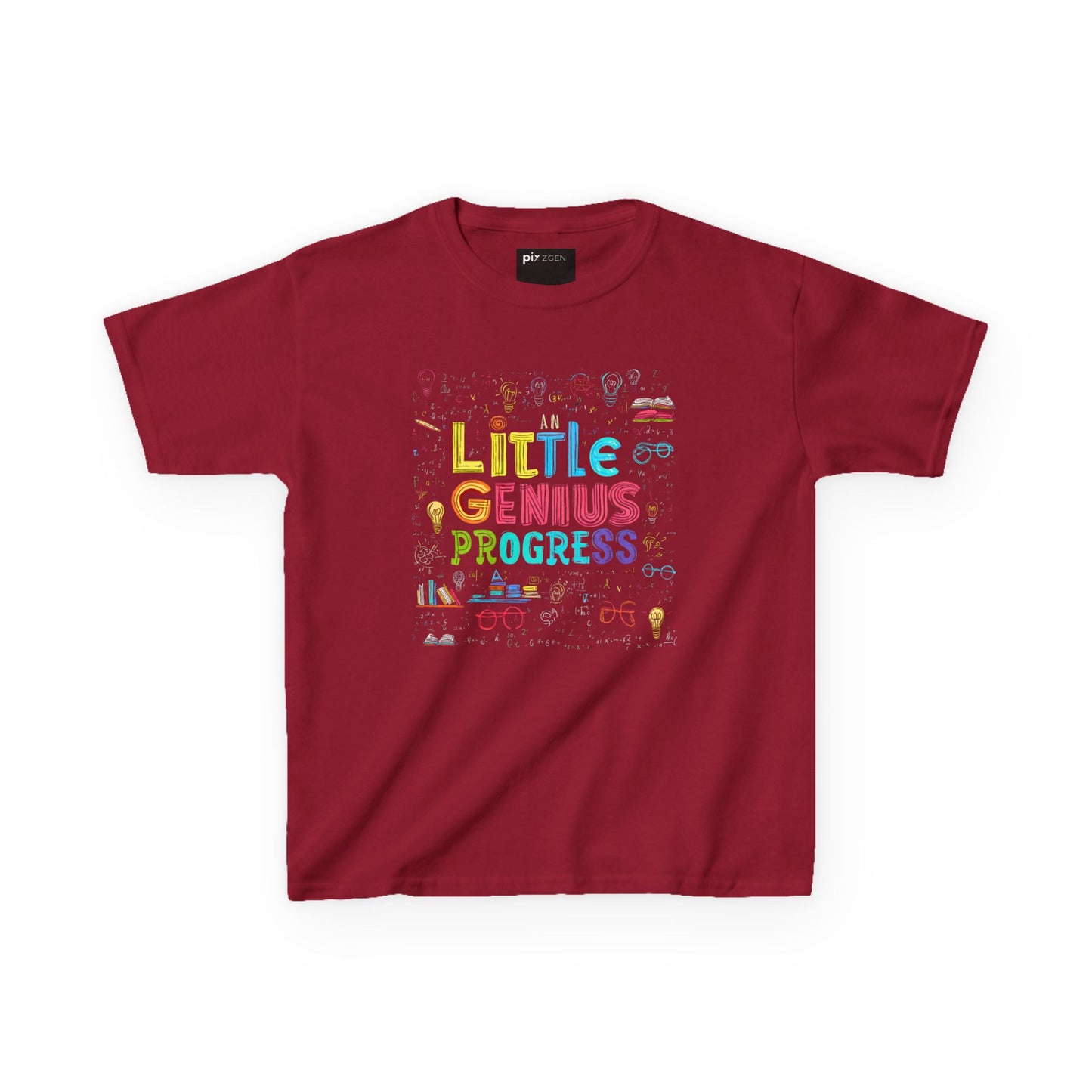 Kids Heavy Cotton Tee - "Little Genius Progress" - Fun & Educational Shirt for Young Learners