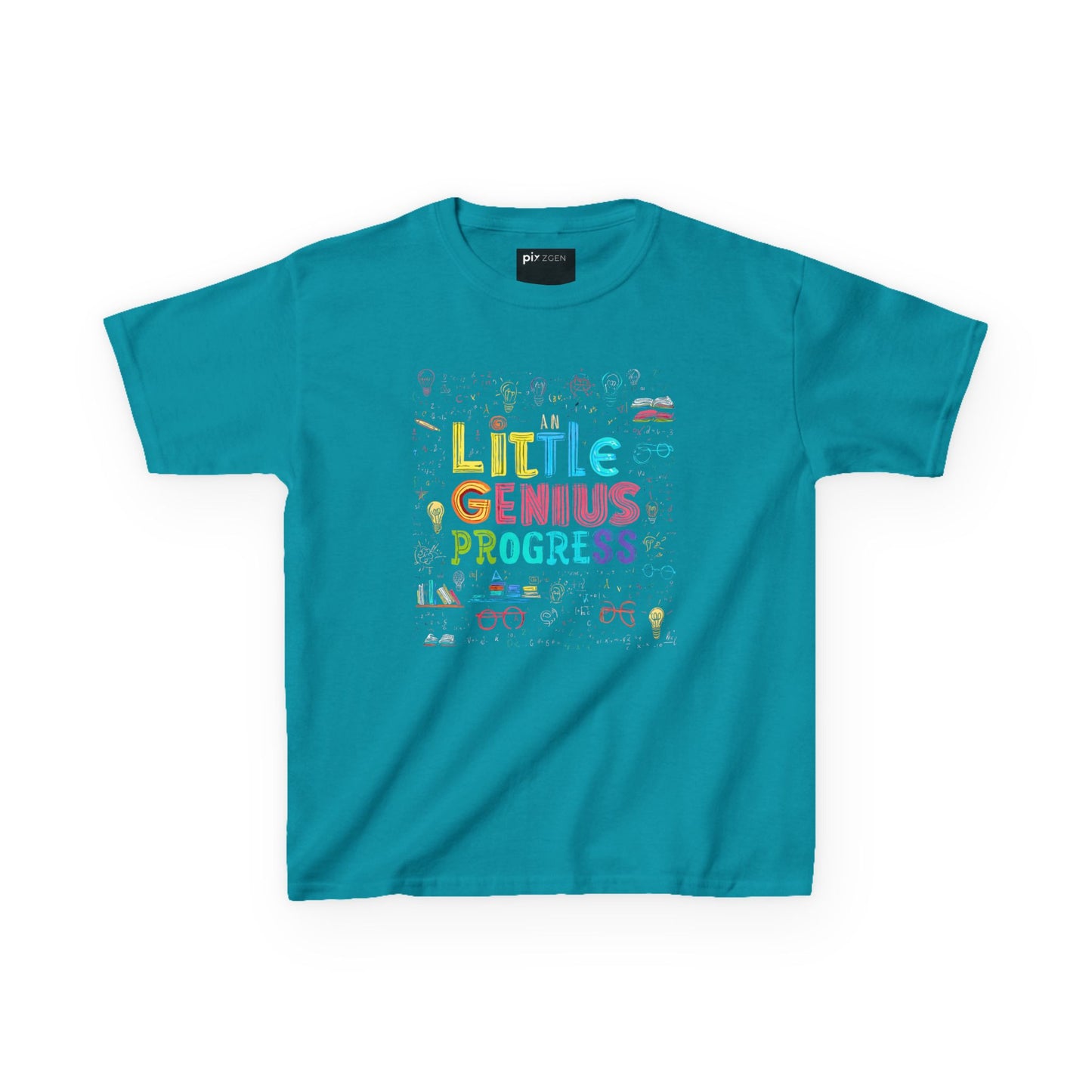 Kids Heavy Cotton Tee - "Little Genius Progress" - Fun & Educational Shirt for Young Learners