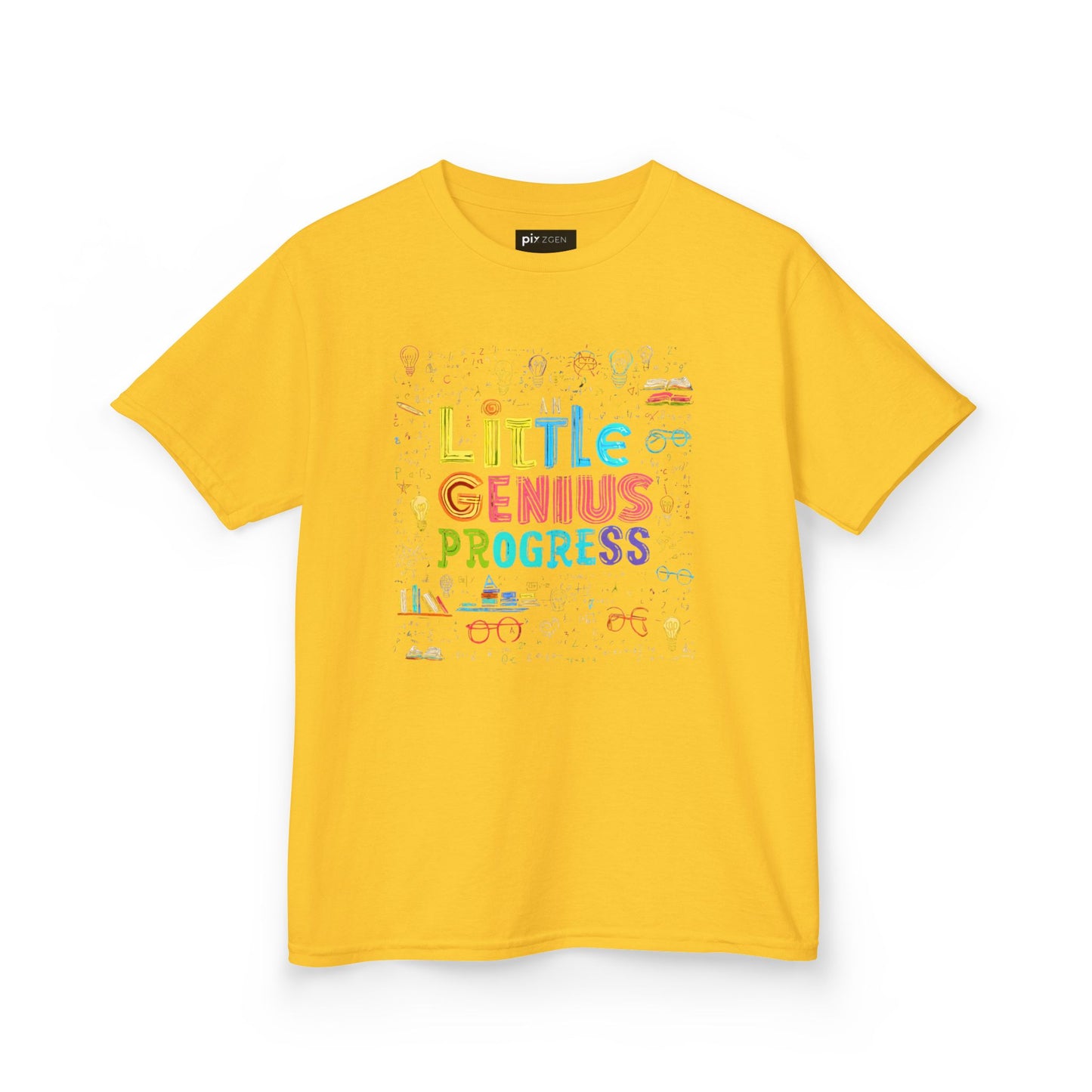 Kids Heavy Cotton Tee - "Little Genius Progress" - Fun & Educational Shirt for Young Learners