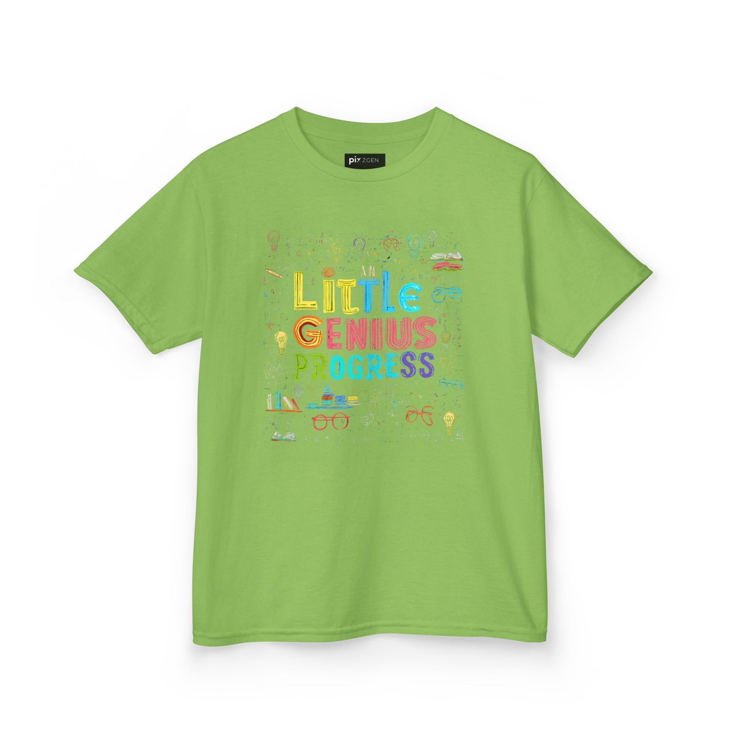 Kids Heavy Cotton Tee - "Little Genius Progress" - Fun & Educational Shirt for Young Learners