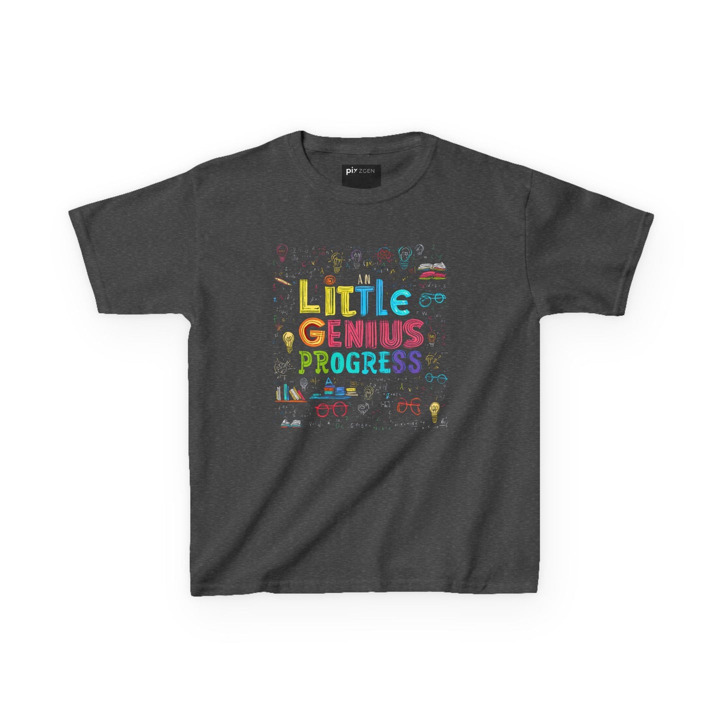 Kids Heavy Cotton Tee - "Little Genius Progress" - Fun & Educational Shirt for Young Learners