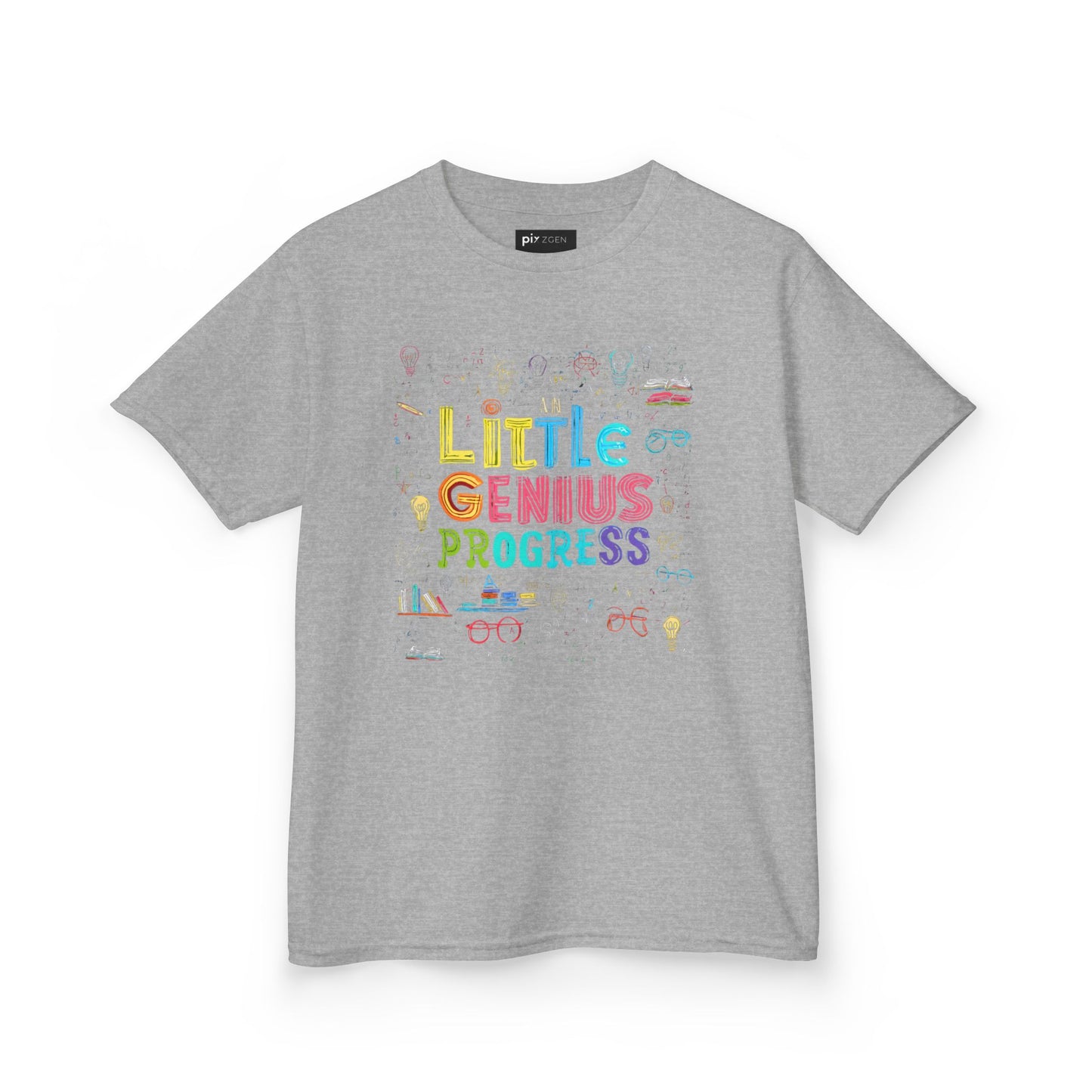 Kids Heavy Cotton Tee - "Little Genius Progress" - Fun & Educational Shirt for Young Learners