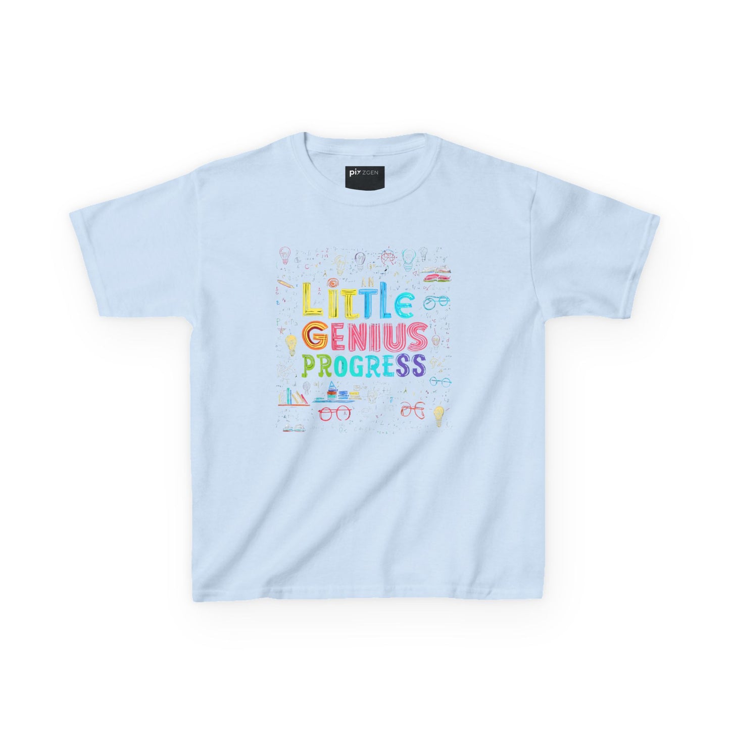 Kids Heavy Cotton Tee - "Little Genius Progress" - Fun & Educational Shirt for Young Learners