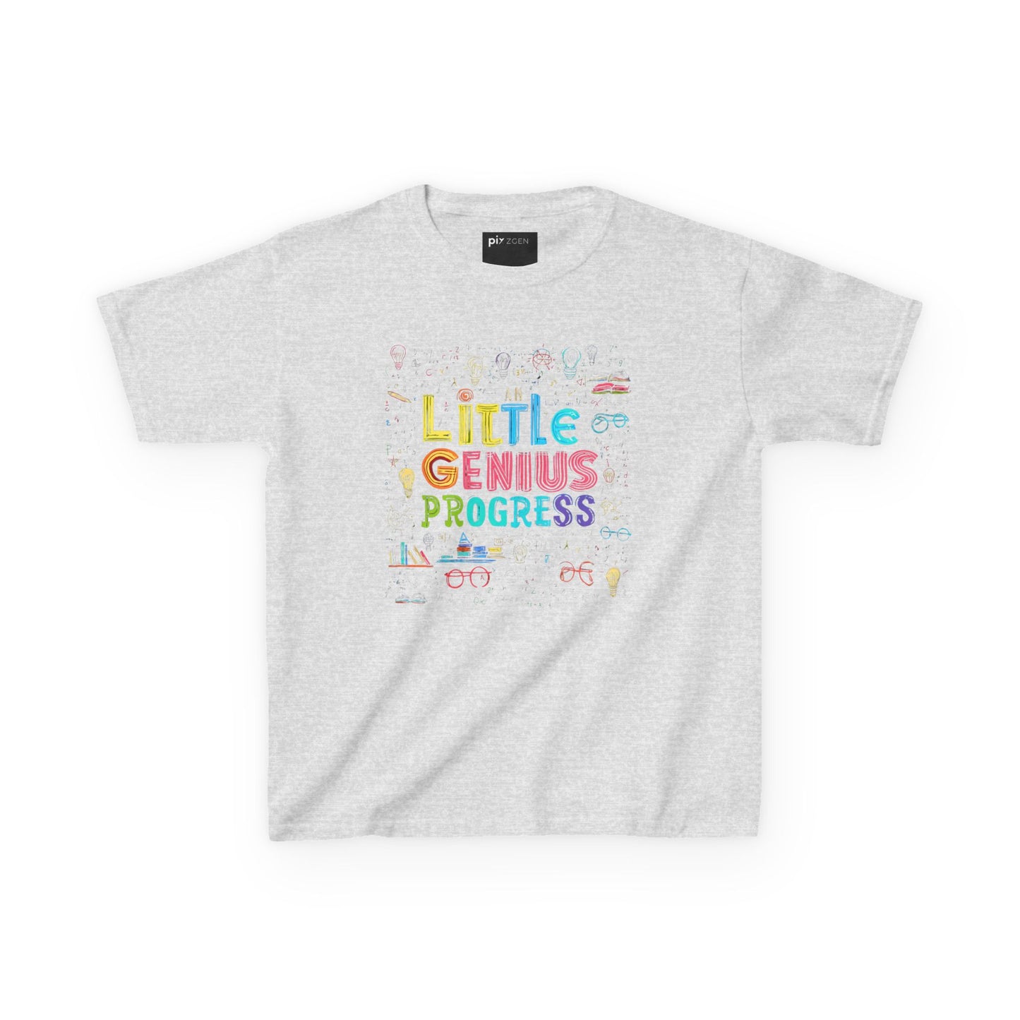 Kids Heavy Cotton Tee - "Little Genius Progress" - Fun & Educational Shirt for Young Learners