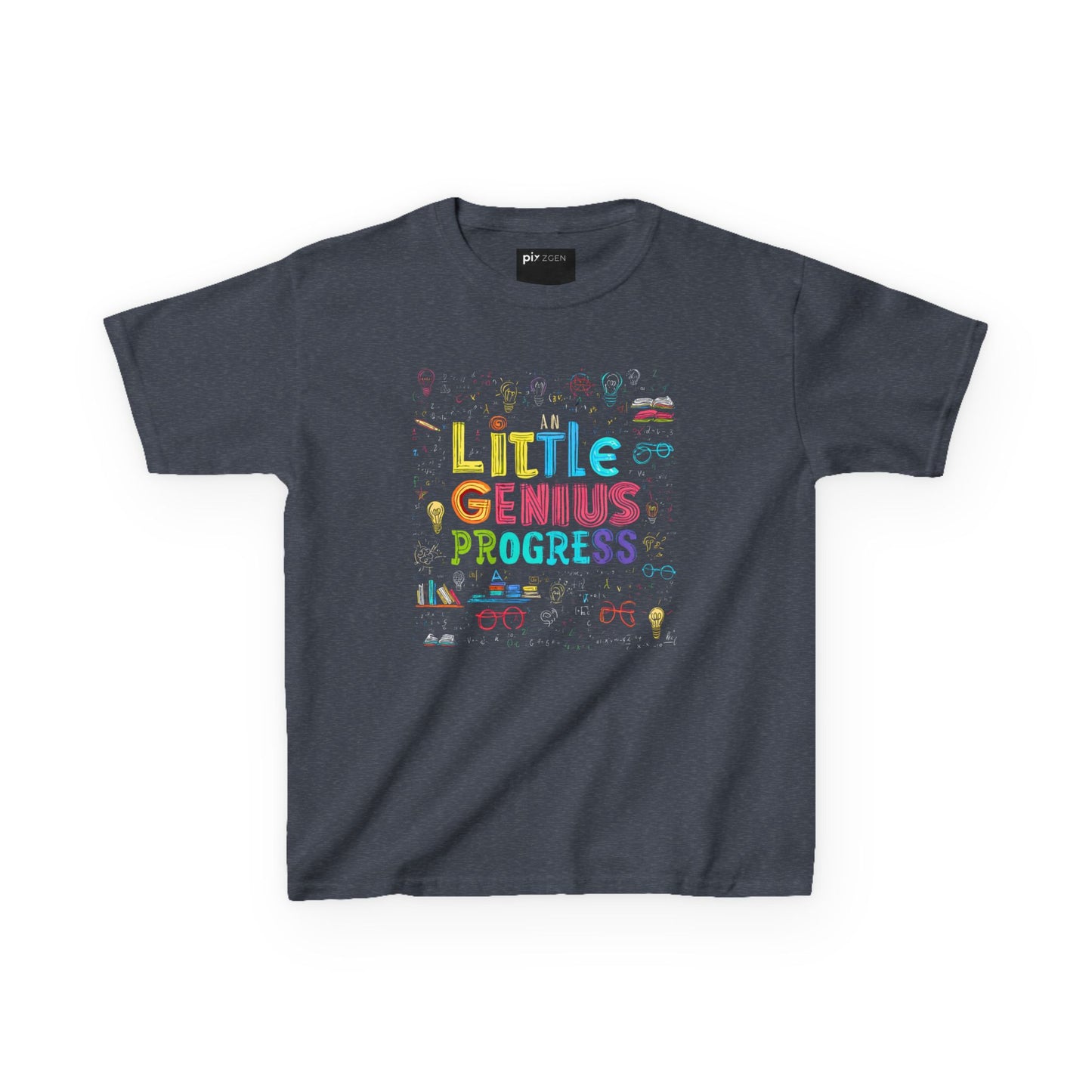 Kids Heavy Cotton Tee - "Little Genius Progress" - Fun & Educational Shirt for Young Learners