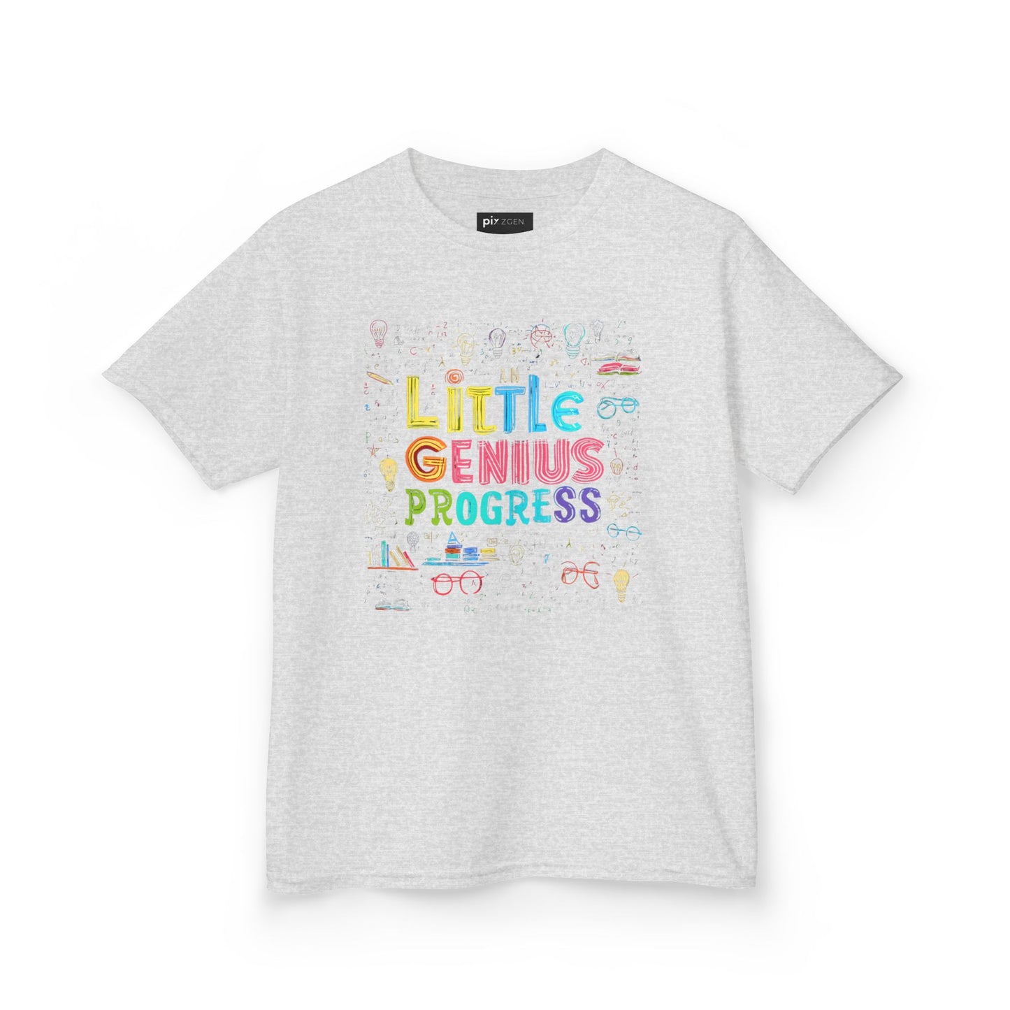 Kids Heavy Cotton Tee - "Little Genius Progress" - Fun & Educational Shirt for Young Learners
