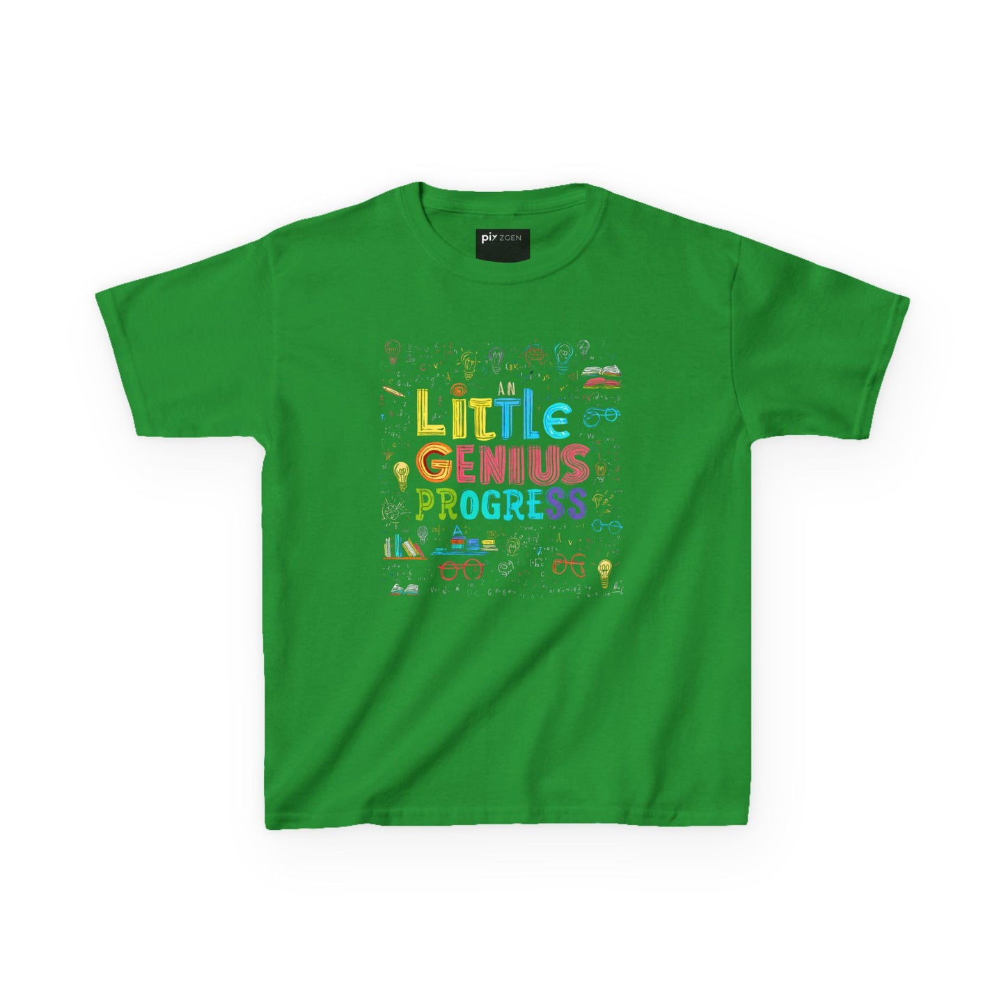 Kids Heavy Cotton Tee - "Little Genius Progress" - Fun & Educational Shirt for Young Learners