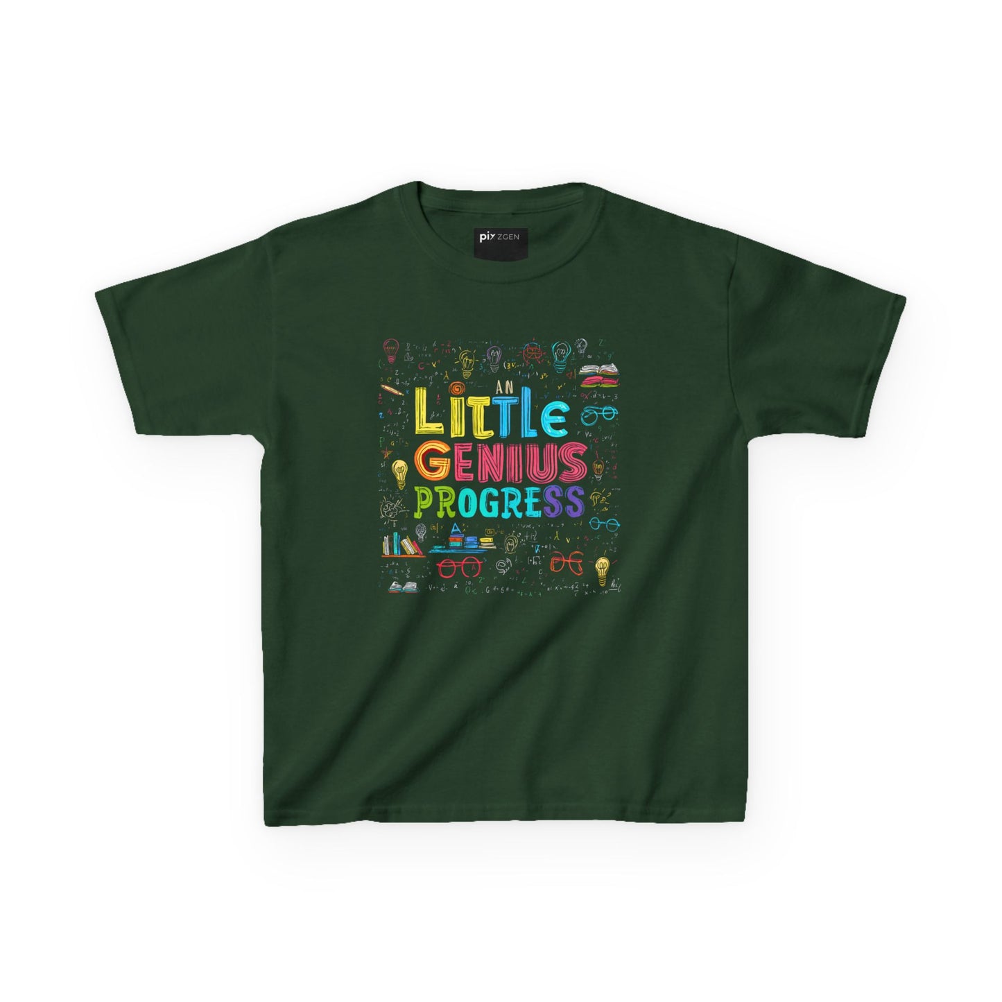 Kids Heavy Cotton Tee - "Little Genius Progress" - Fun & Educational Shirt for Young Learners