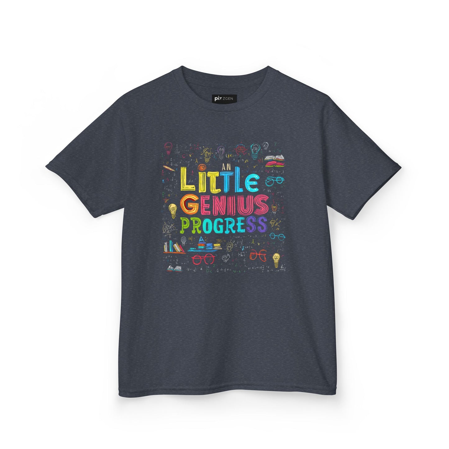 Kids Heavy Cotton Tee - "Little Genius Progress" - Fun & Educational Shirt for Young Learners