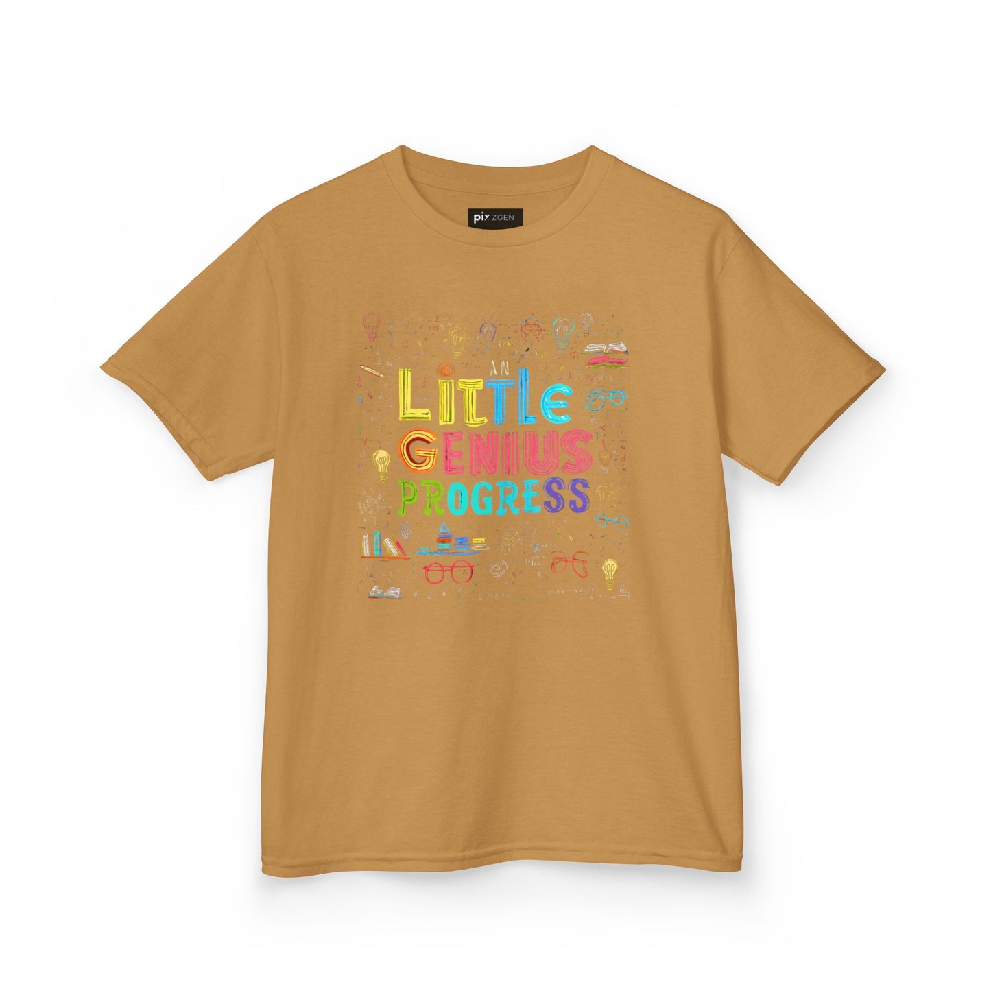 Kids Heavy Cotton Tee - "Little Genius Progress" - Fun & Educational Shirt for Young Learners