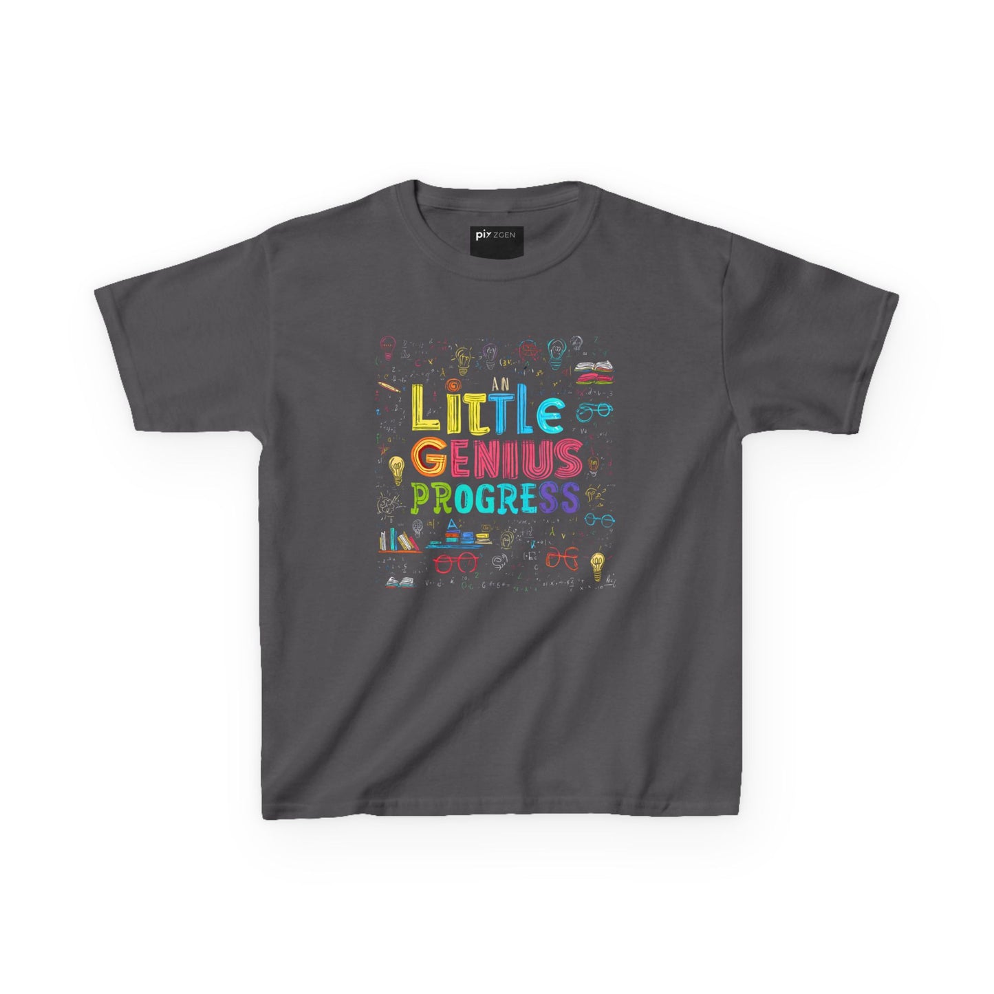 Kids Heavy Cotton Tee - "Little Genius Progress" - Fun & Educational Shirt for Young Learners