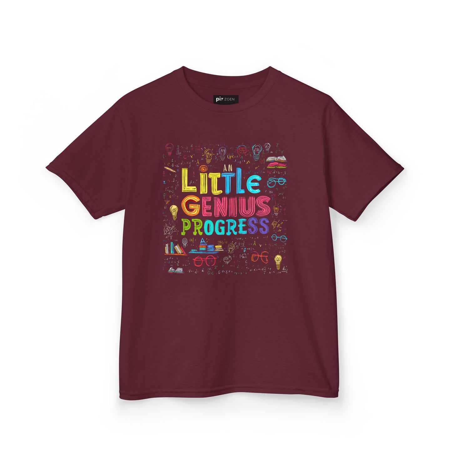 Kids Heavy Cotton Tee - "Little Genius Progress" - Fun & Educational Shirt for Young Learners