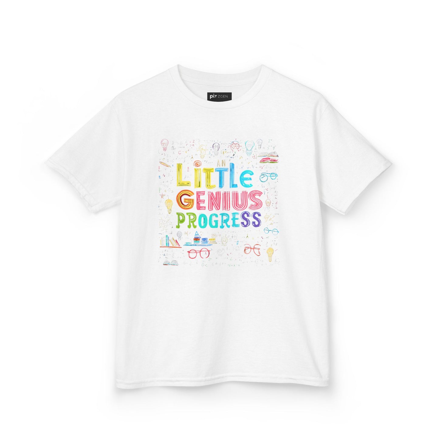 Kids Heavy Cotton Tee - "Little Genius Progress" - Fun & Educational Shirt for Young Learners