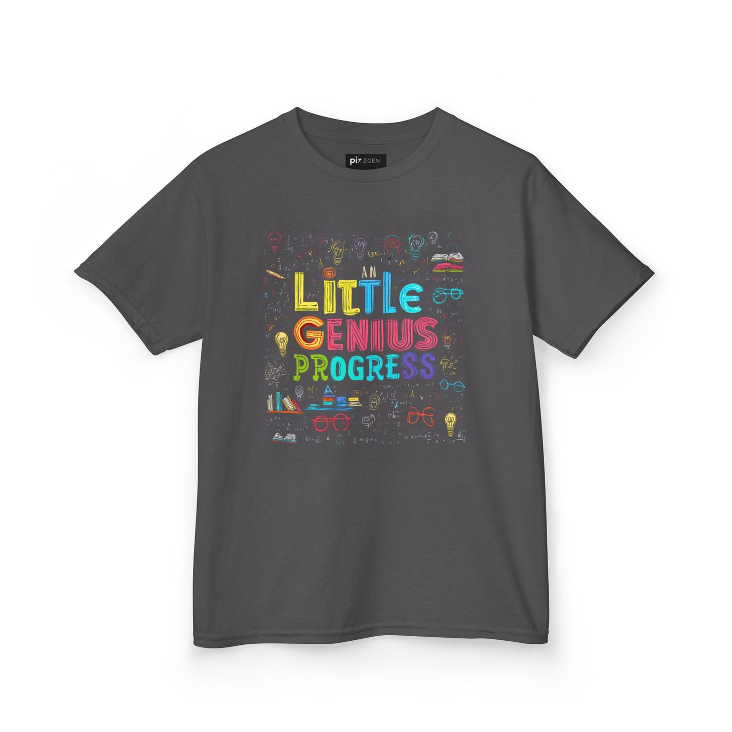 Kids Heavy Cotton Tee - "Little Genius Progress" - Fun & Educational Shirt for Young Learners