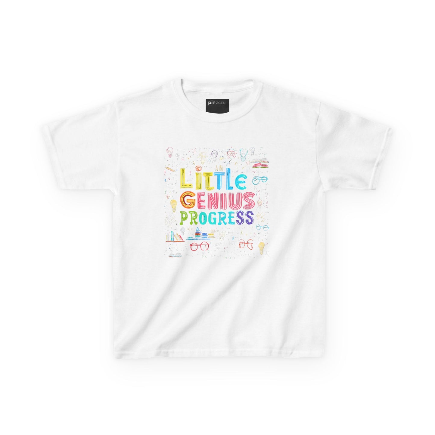 Kids Heavy Cotton Tee - "Little Genius Progress" - Fun & Educational Shirt for Young Learners