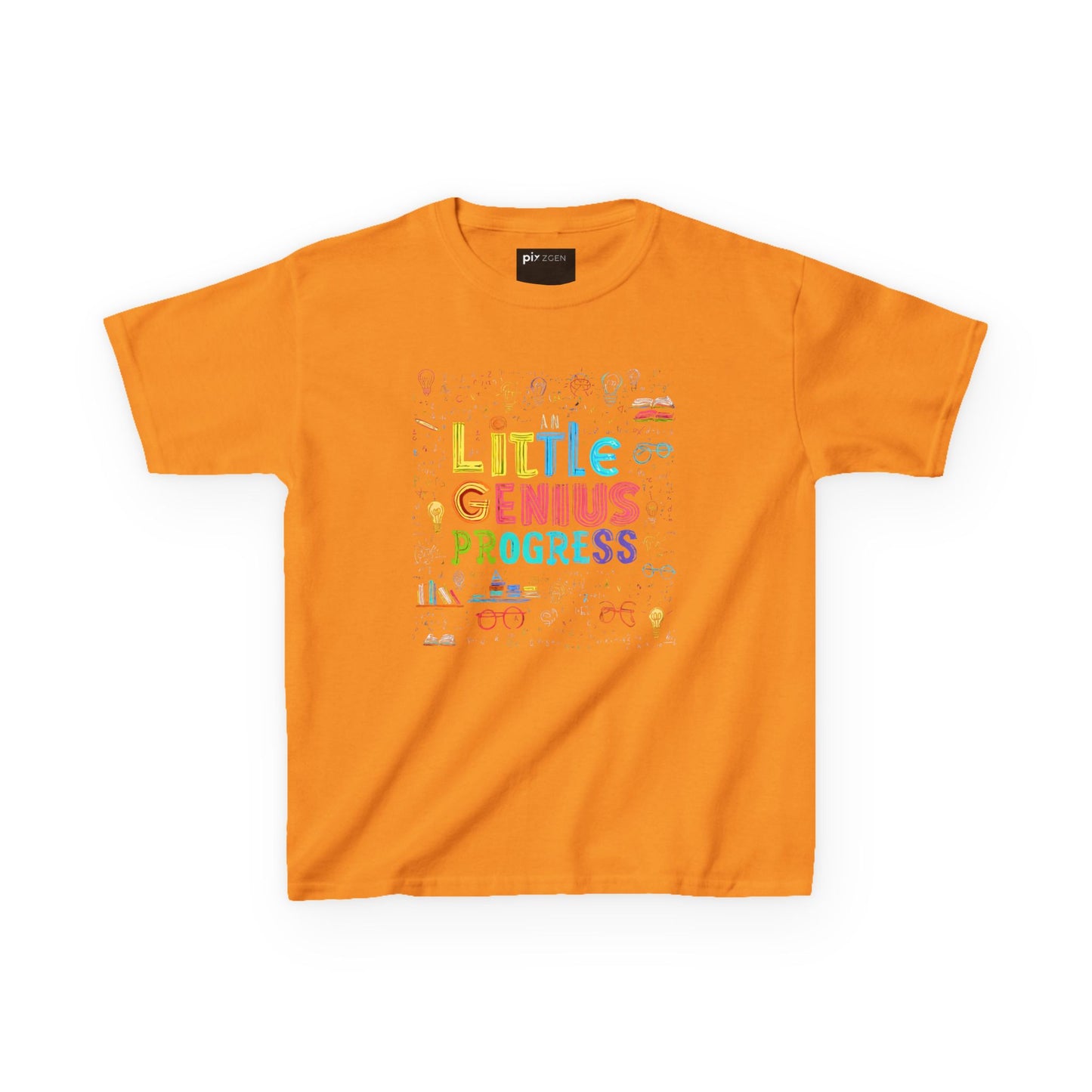 Kids Heavy Cotton Tee - "Little Genius Progress" - Fun & Educational Shirt for Young Learners