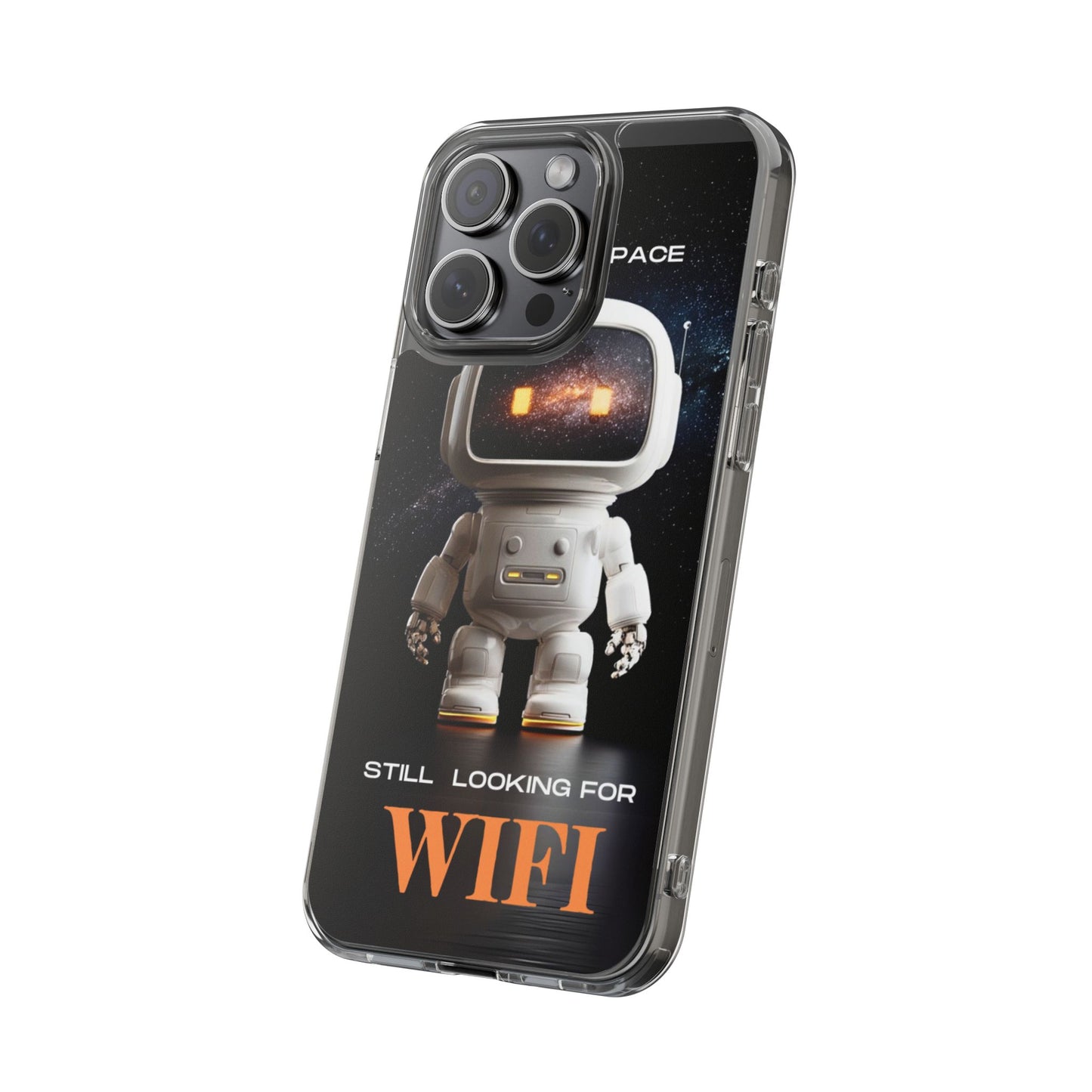 Astronaut WiFi Clear Phone Case – Perfect for Tech Lovers