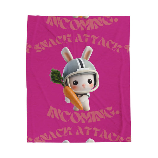 Whimsical Bunny Snack Attack Velveteen Plush Blanket for Kids