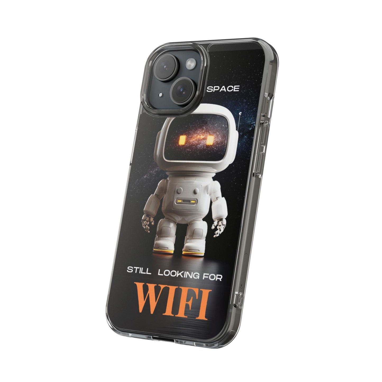Astronaut WiFi Clear Phone Case – Perfect for Tech Lovers