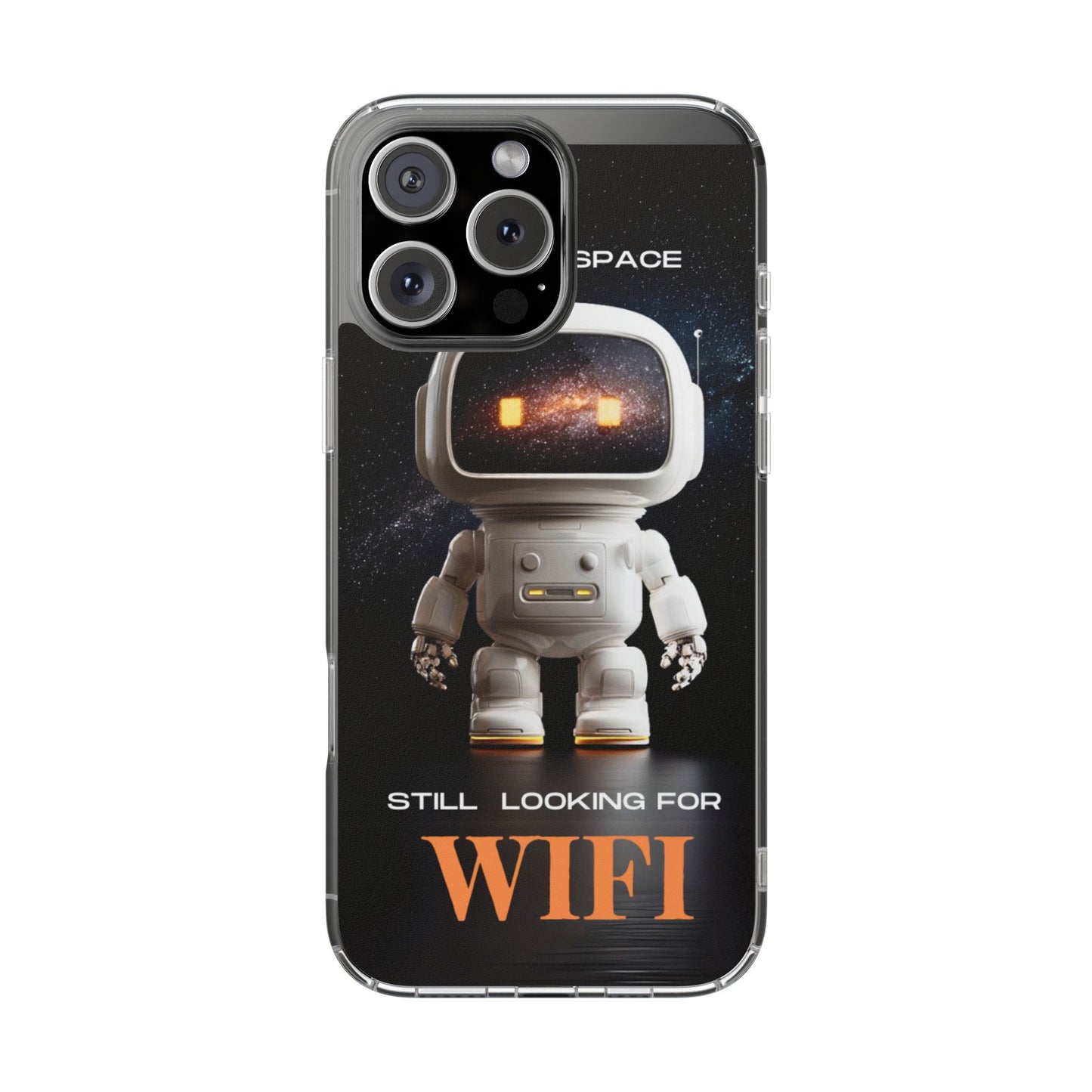 Astronaut WiFi Clear Phone Case – Perfect for Tech Lovers