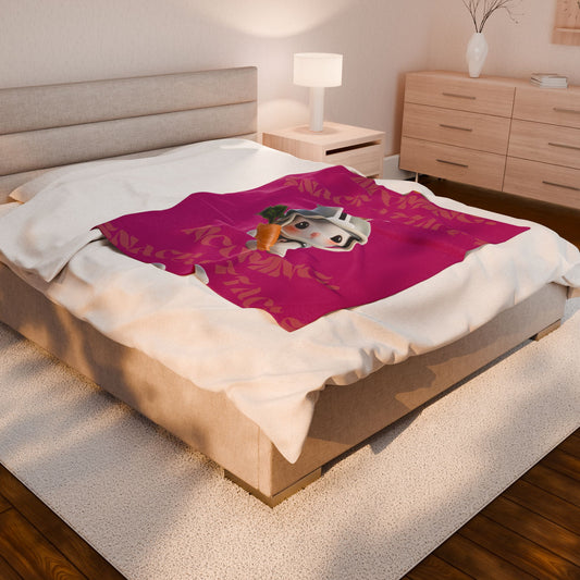 Whimsical Bunny Snack Attack Velveteen Plush Blanket for Kids