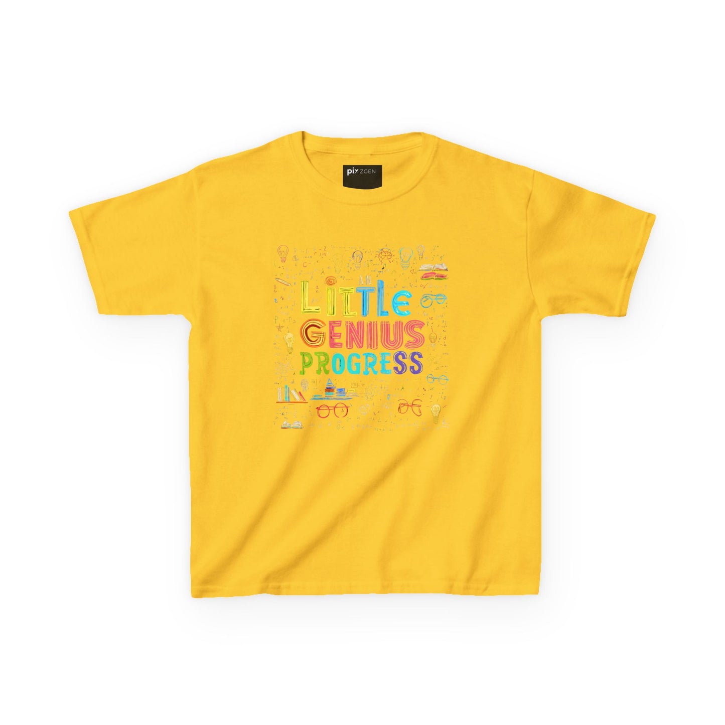 Kids Heavy Cotton Tee - "Little Genius Progress" - Fun & Educational Shirt for Young Learners